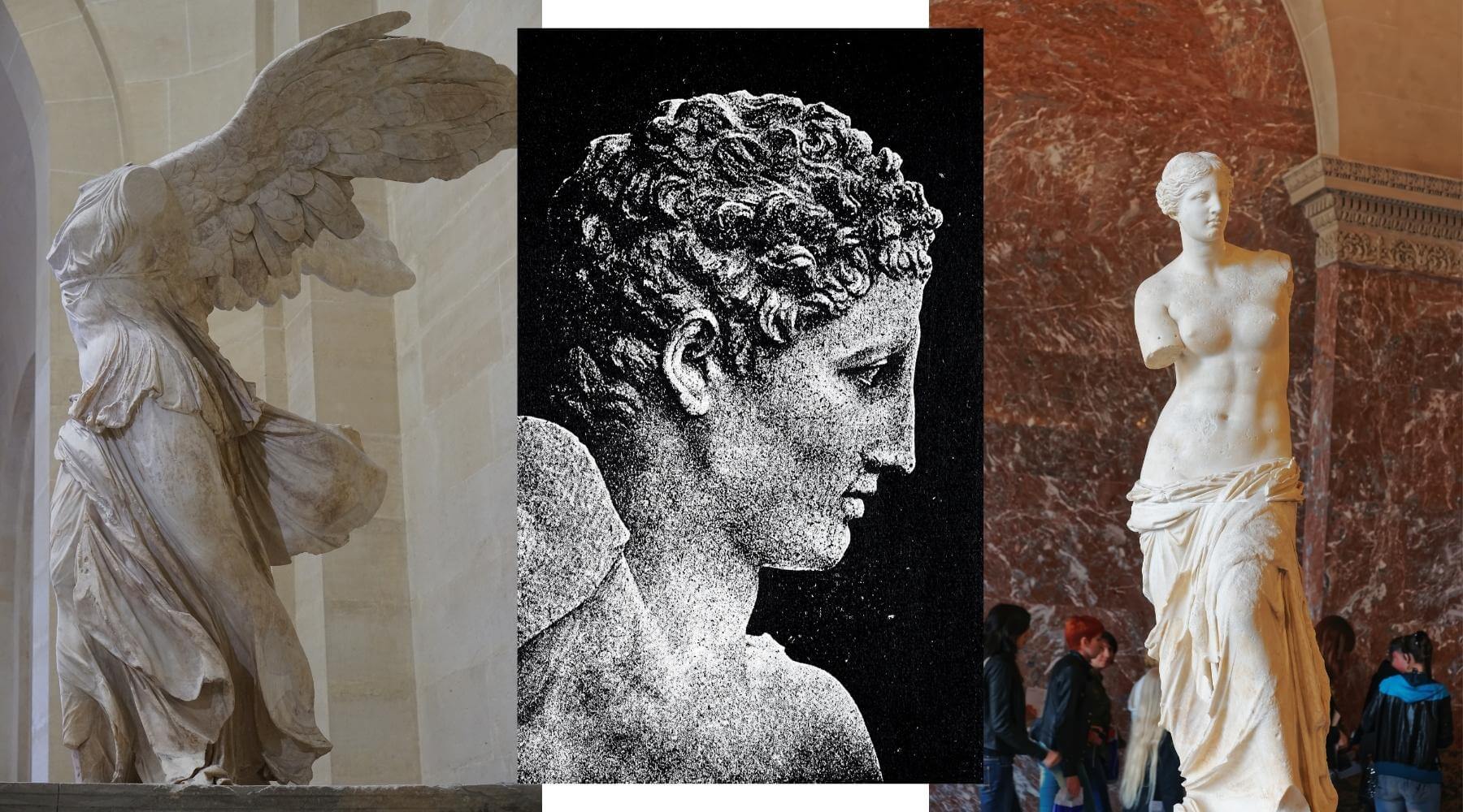 ancienr greek sculpture, bust, multiple poses