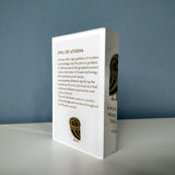 Owl of Athens decorative design object - paper weight. Double sided. Plexiglass art, screenprint, lazer cut & hand polished. Unique silkscreen method back angle