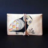 Owl of Athens small tobacco pouch made of goat leather - front