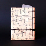 Minotaur and Labyrinth Journal handmade of Cretan goat leather and silkscreen printed back sleeve