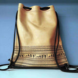 open geometrical period goat leather backpack drawstring front - Mythology clothing and accessories for mythical style with quality in mind. Dark academia aesthetic bags and accessories be part of the myth