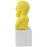 modern Plato bust in lemon color with quote philosophy begins in wonder (side)