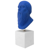 Socrates bust in modern color - ancient greek philosopher statue with quote all I know is that I know nothing (angle)