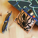 Greek leather coin purse with Greek art octopus from minoan Crete usage