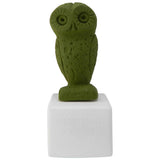 ancient greek owl repilica in olive green color - greek owl statue
