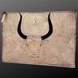 Leather portfolio laptop case in spired by Greek mythology depicting the Minotaur and the Labyrinth