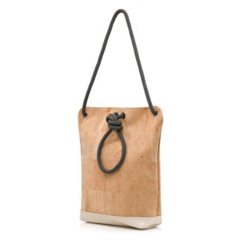 convertible tote bag made from cork fabric and creme leather