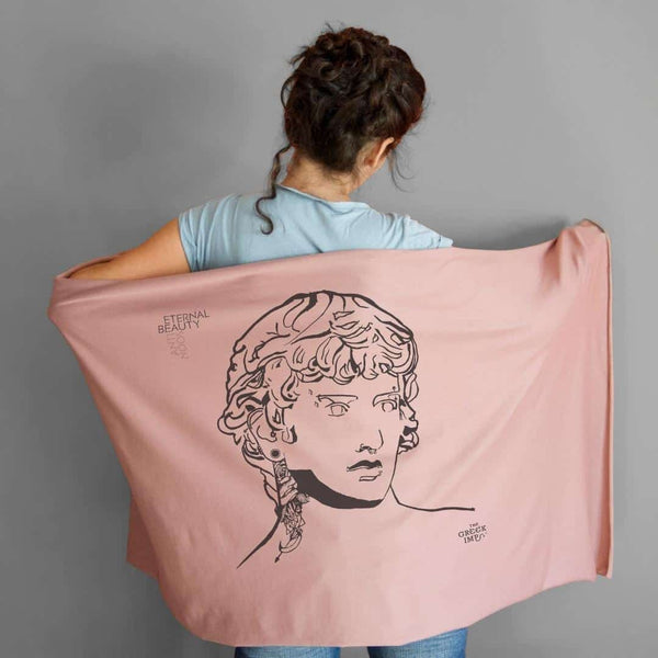Antinous shawl Greek art pink color
