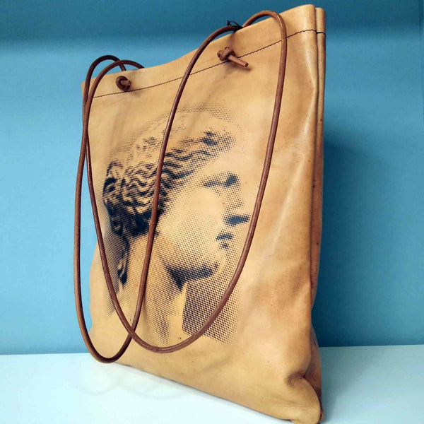 Aphrodite of Milos and Diadumenos tote bag - Cretan goat leather