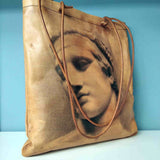 Diadumenos sculpture - Aphrodite of Milos and Diadumenos tote bag - Cretan goat leather