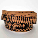 Geometric period leather bracelet detail