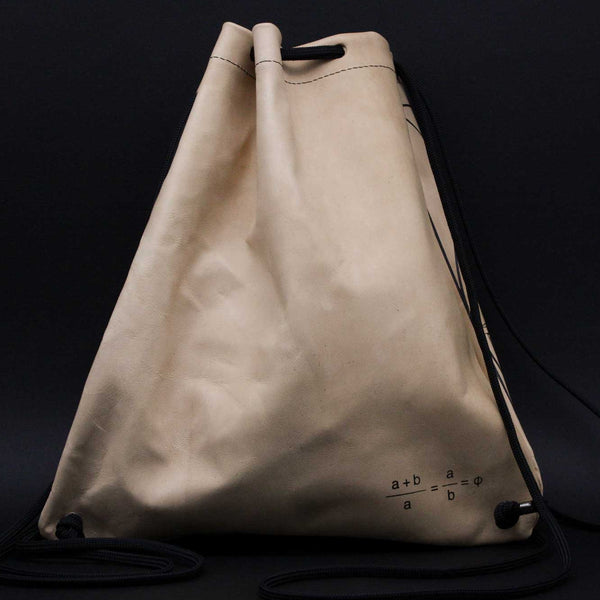 unisex Golden Ratio goat leather silkscreen backpack slingbag Drawstring bag back