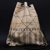 unisex Golden Ratio goat leather silkscreen backpack slingbag Drawstring bag front