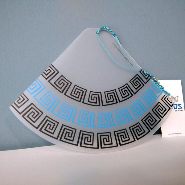Greek design Fan with meander geometrical pattern 