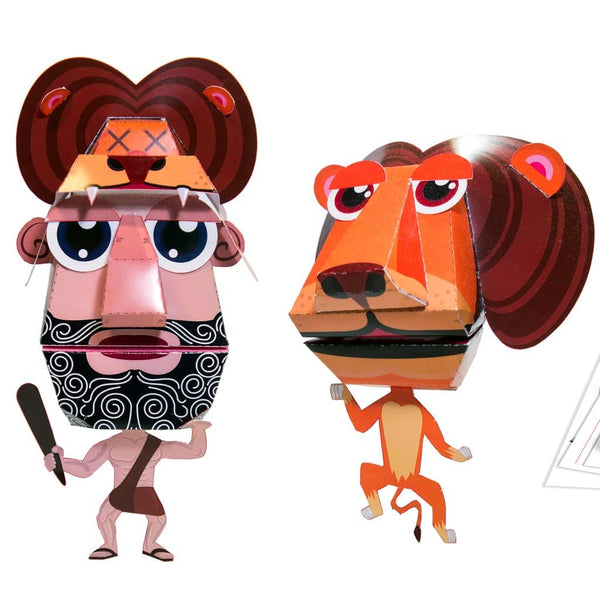 Hercules for kids. Hercules and the nemean lion paper puppet. Greek mythology games for a rainy day. Paper crafts for kids.