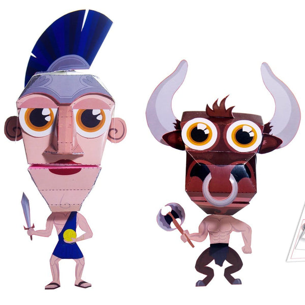 Theseus and minotaur paper puppets easy to make Greek mythology game