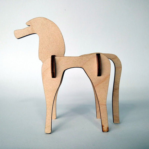 Horse small 3d plywood puzzle side