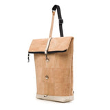 Convertible backpack from cork and creme leather one strap