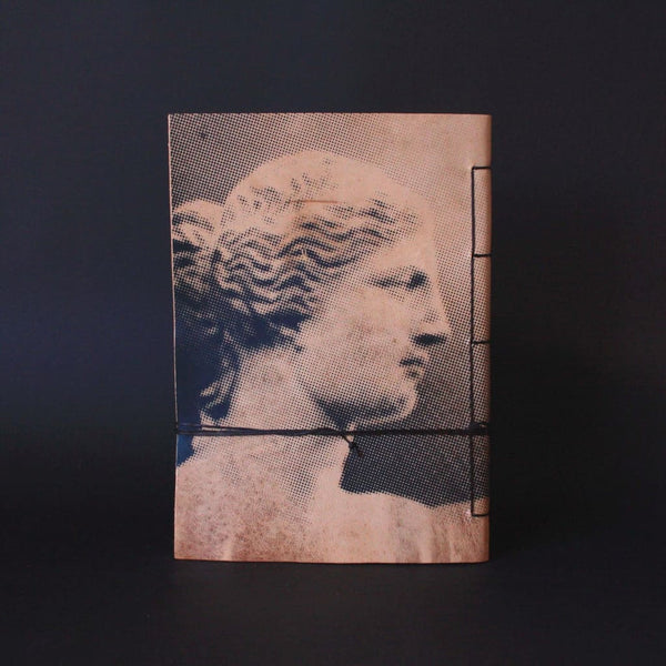 A6 notebook cretan goat leather silkscreen-Aphrodite de Milo side