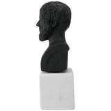 Black bust of Aristotle with quote Happiness depends upon ourselves (side)