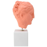 Coral colored Hygeia goddess of hygiene (Hygieia) head with quote (side left)