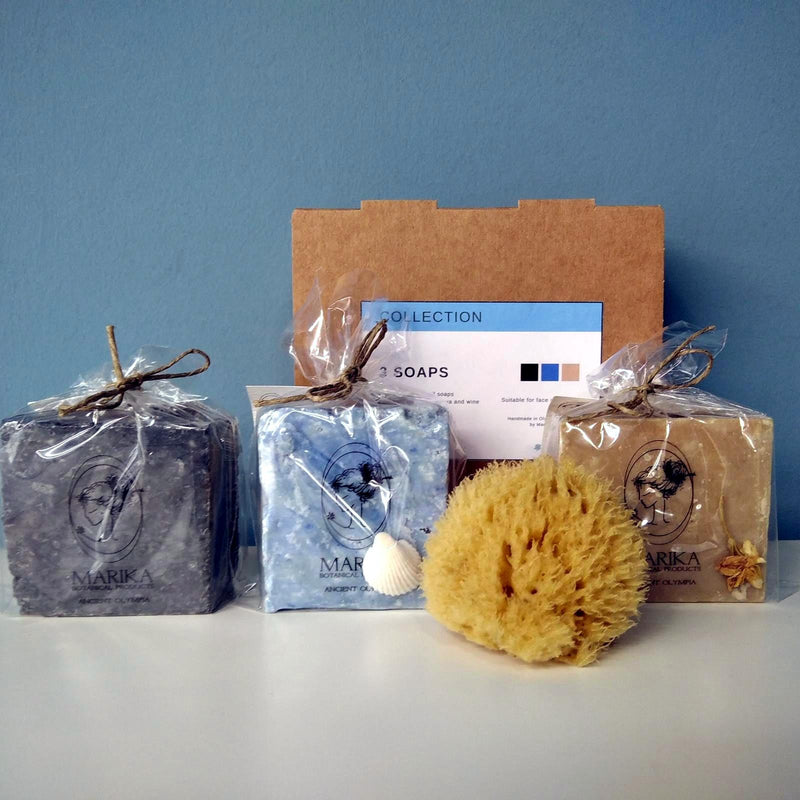 Greek soaps with extra virgin olive oil collection activated carbon donkey milk sea salt handmade