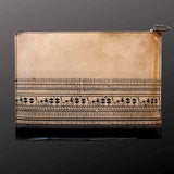 Greek leather portfolio inspired by Greek art depicting a geometrical period drawing of a chariot from Homers Iliad