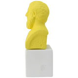modern Plato bust in lemon color with quote philosophy begins in wonder (side)
