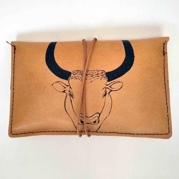 Minotaur small leather tobacco pouch front