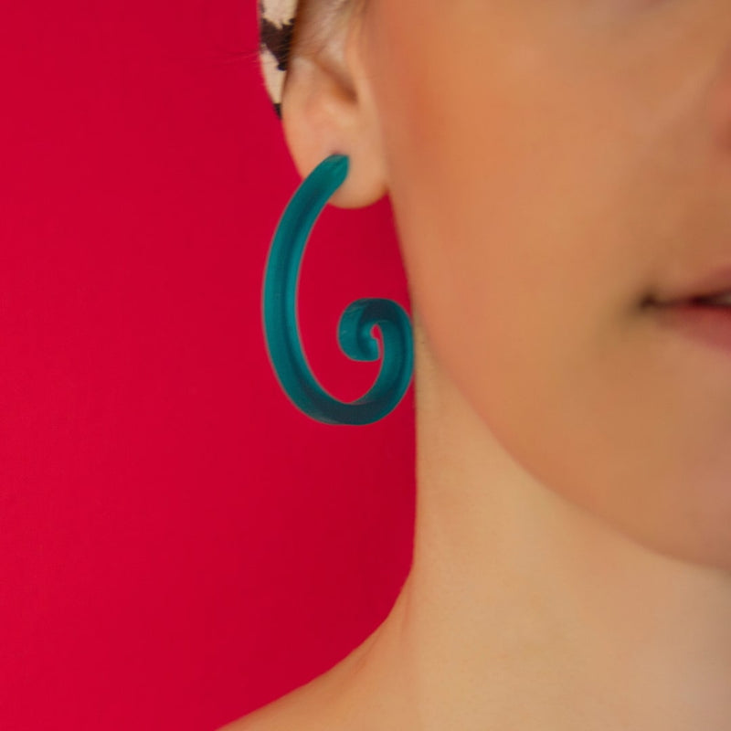 Golden Ratio Spiral Earings turquoise model