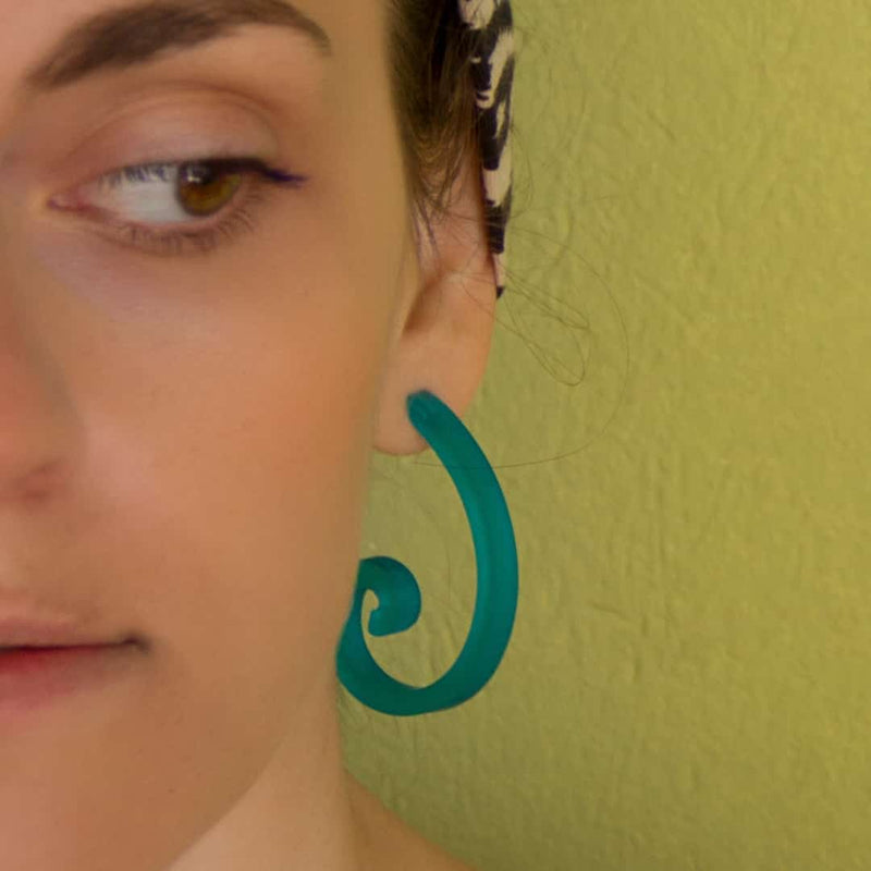 Golden Ratio Spiral Earings turquoise